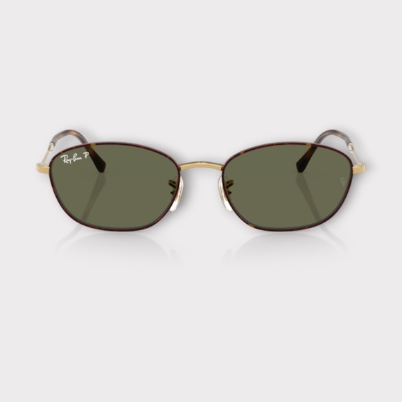 Womens Rayban RB3749 927358 in Havana on Gold Frame and Green Polarized Lens.